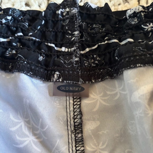 Old Navy Shorts Vacation Themed Black White Elastic Waist Tie Women's Size L - Picture 4 of 4